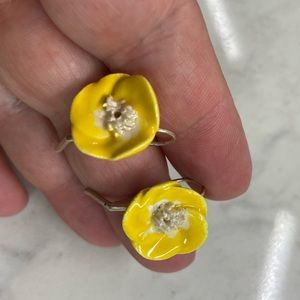 Anthropologie Yellow Pansy Drop Earrings